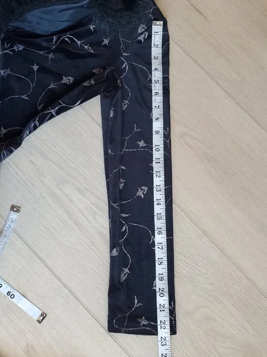 Fredericks Of Hollywood Black Velour Velvet Faux Fur Collar Coat Size Small - Picture 8 of 10